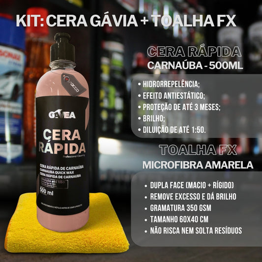 Kit Cera Rápida de Carnaúba Gavea 1:50 500ml + Microfibra