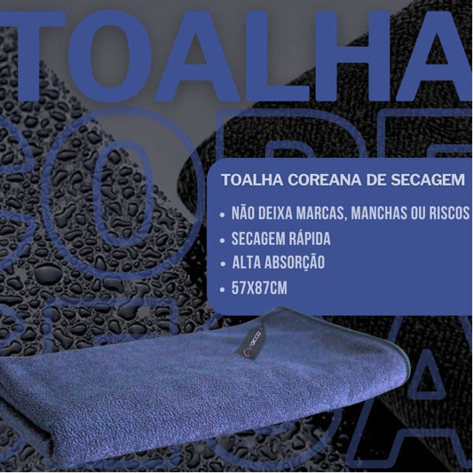 Toalha Coreana para Secagem Azul Escuro 57x87 Detailer