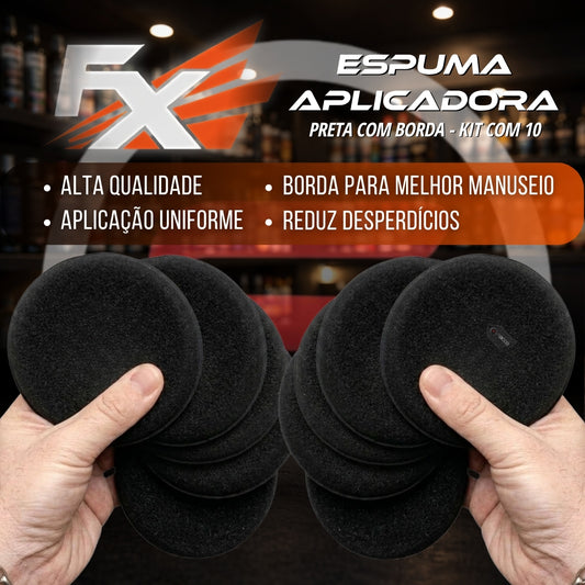 kit com 10 Espuma Aplicadora Preta com Borda FX