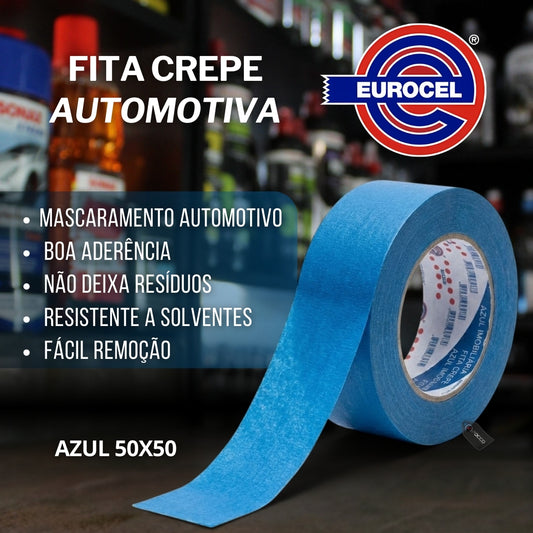 Fita Crepe Automotiva Azul 50x50 Eurocel